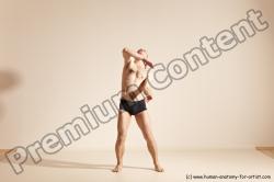 Underwear Gymnastic poses Man White Slim Bald Dancing Dynamic poses Academic